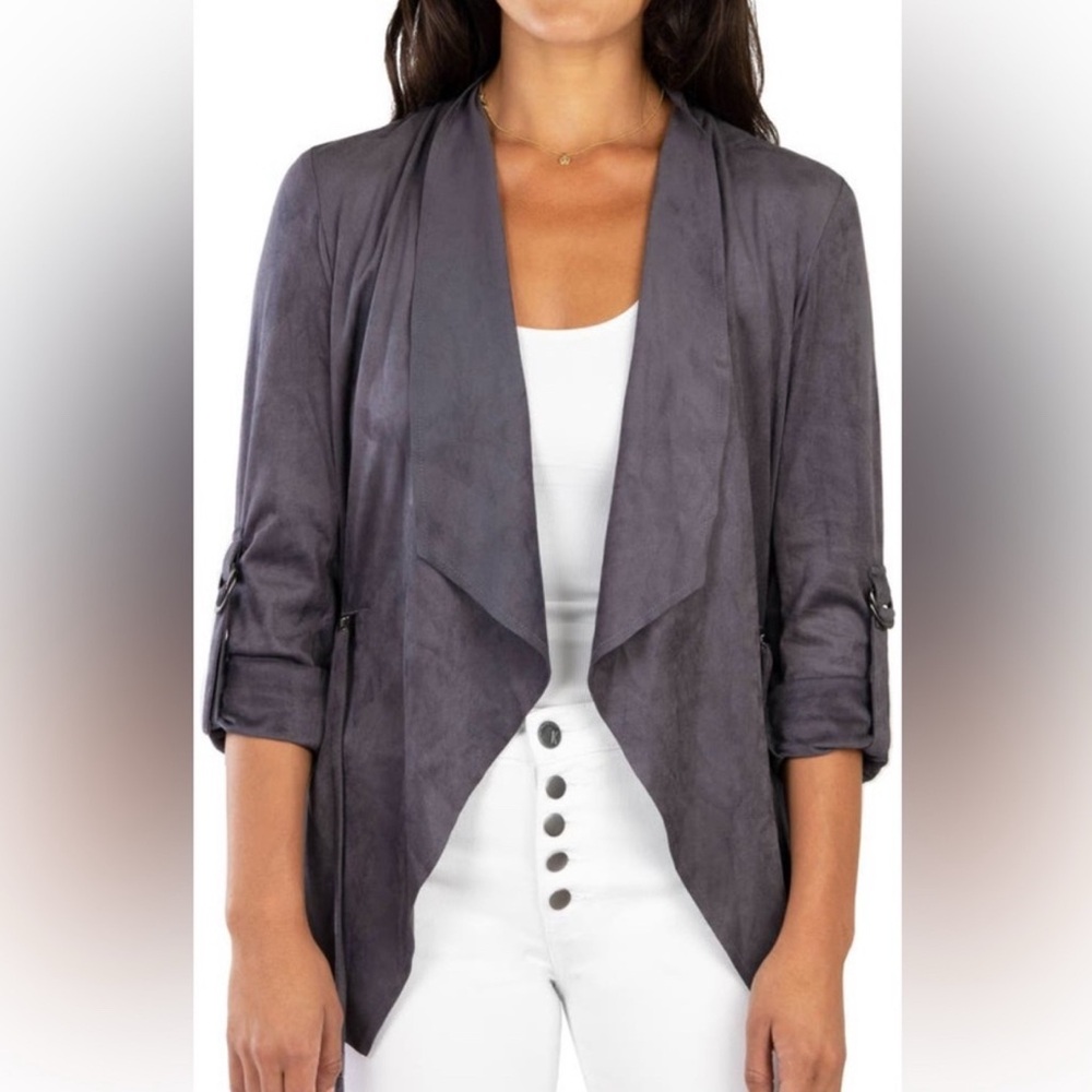 Kut From The Kloth Dianne Suede Drape Jacket Size XL Gray